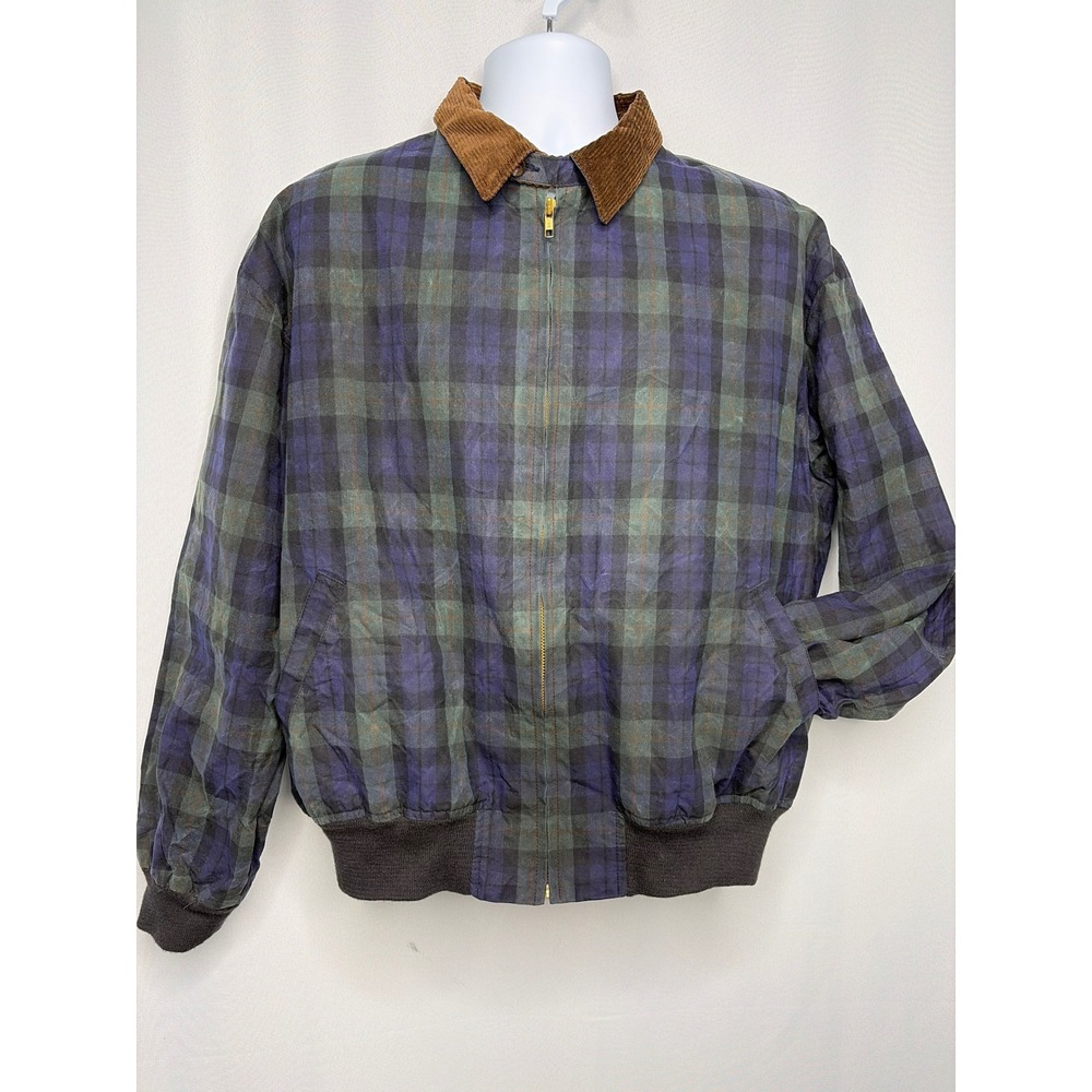 Polo Ralph Lauren Black Watch Oilcloth Waxed Jacket XL Vintage Portugal Tartan